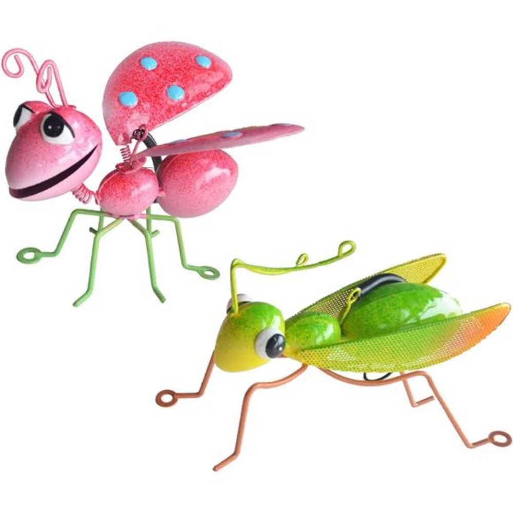 Outdoor Wall Ladybug and Mantis Metal Set of 2 Yard Art-Perfect Garden